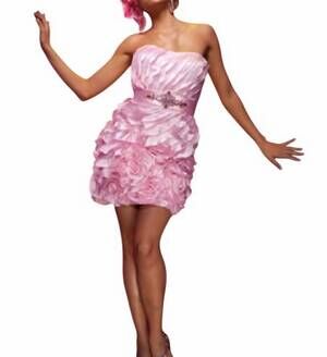 NEW TONY BOWLS strapless mini dress in pink
